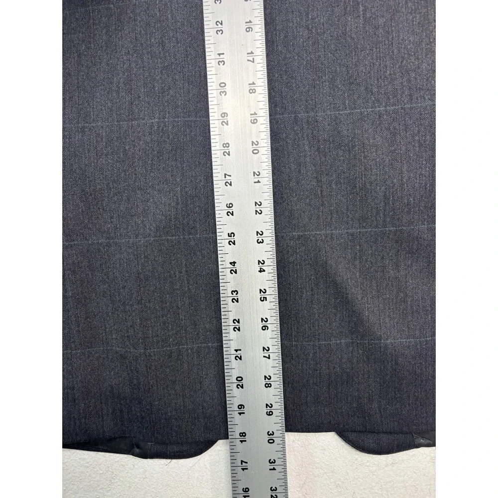 vtg 90s USA Made 38R 32x30 Gray Herringbone Stripe 2pc Pant Suit Wool Wide Leg